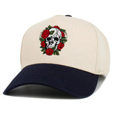 Skull & Rose Vintage 2 Tone Adjustable Snapback Hat by KB Ethos